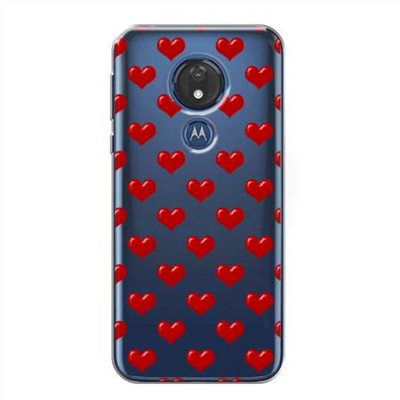 Etui na telefon Motorola G7 Power - Czerwone serduszka.