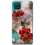 Etui na Samsung Galaxy A12 Czerwone kwiaty pozłacane