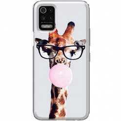 Etui na telefon LG K52 Żyrafa w okularach z gumą