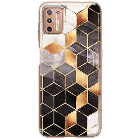 Etui na telefon Motorola G9 Plus Złote romby geometryczne
