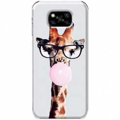 Etui na Xiaomi POCO X3 Pro Żyrafa w okularach z gumą