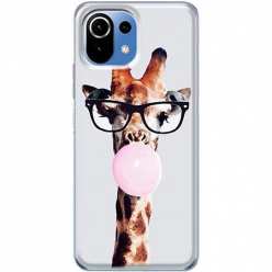 Etui na Xiaomi Mi 11 Lite 5G Żyrafa w okularach z gumą