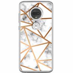 Etui na Motorola Moto G7 Play Biały marmur w trójkąty