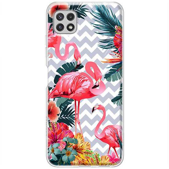 Etui na Samsung Galaxy A22 5G Różowe flamingi