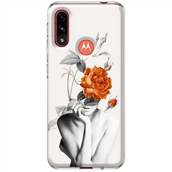 Etui na Motorola Moto E7i Power Abstrakcyjna Kobieta z różami 