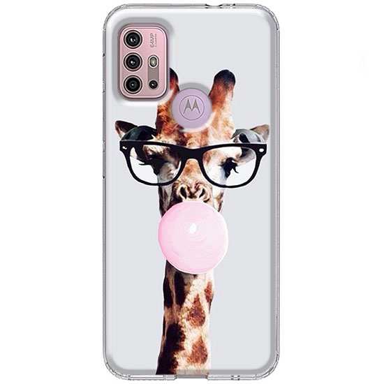 Etui na Motorola Moto G30 Żyrafa w okularach z gumą