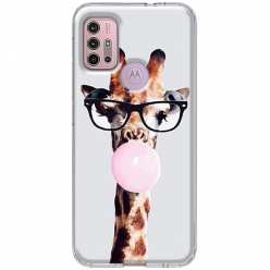 Etui na Motorola Moto G20 Żyrafa w okularach z gumą