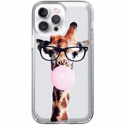 Etui na telefon iPhone 13 Pro Żyrafa w okularach z gumą