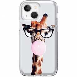 Etui na telefon iPhone 13 Mini Żyrafa w okularach z gumą