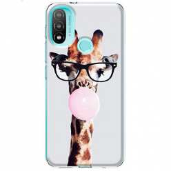 Etui na Motorola Moto E20  E30  E40 - Żyrafa w okularach z gumą