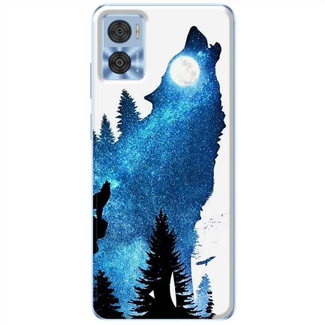 Etui na Motorola Moto E22 / E22i - Ujadający wilk nocą