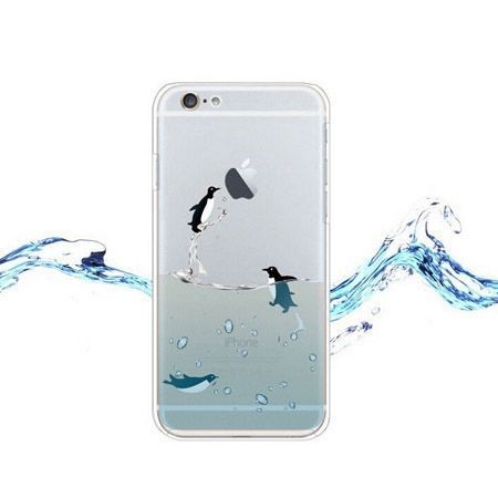 iPhone 5 / 5s ultra slim silikonowe przezroczyste etui pingwiny.
