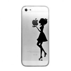iPhone 5/ 5s ultra slim silikonowe przezroczyste etui z nadrukiem kobieta.