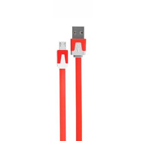 Płaski kabel do ładowania micro USB 1m - Czerwony.