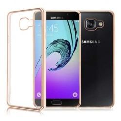 Samsung Galaxy A3 2016r  przezroczyste etui platynowane SLIM złote.