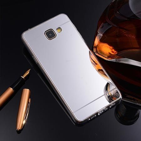 Etui na Galaxy A5 (2016) mirror - lustro silikonowe TPU - srebrne.