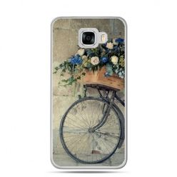 Etui na telefon Samsung Galaxy C7 - rower z kwiatami