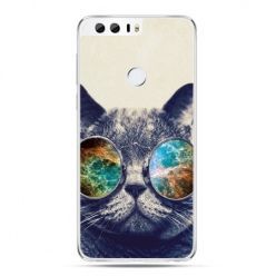 Etui na Huawei Honor 8 - kot w tęczowych okularach