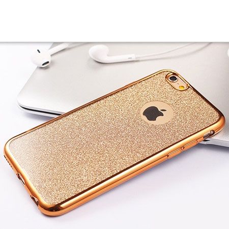 iPhone 7 etui Brokat silikonowe platynowane SLIM tpu złote.