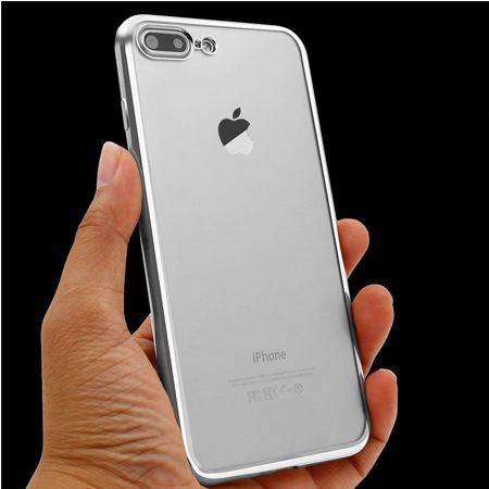 iPhone 7 Plus silikonowe etui platynowane SLIM - srebrny.