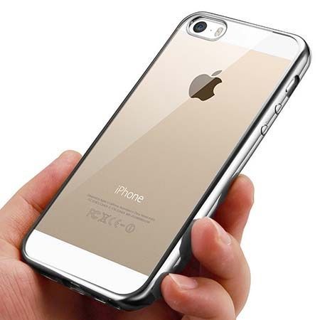 iPhone 5 i 5s silikonowe etui platynowane SLIM - srebrny.