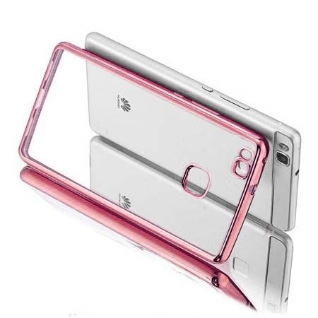Huawei P9 Lite etui silikonowe platynowane SLIM tpu różowe.