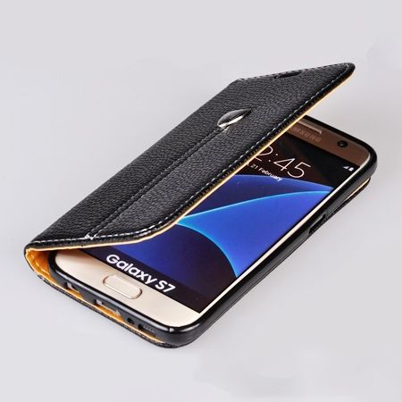 Etui na Galaxy S7 portfel z klapką na karty kredytowe - czarny. PROMOCJA!!!