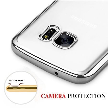 Samsung Galaxy S7 Edge przezroczyste etui platynowane SLIM - srebrny.