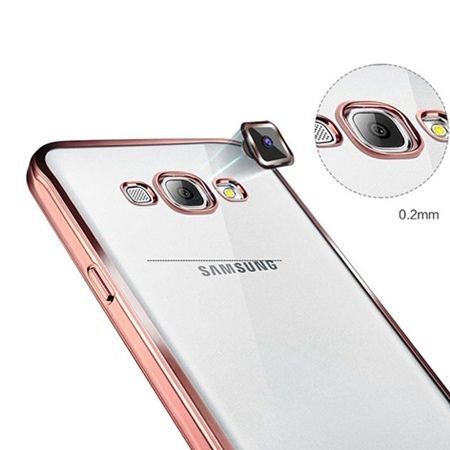 Galaxy J5 2016r przezroczyste silikonowe etui platynowane SLIM - Różowy.
