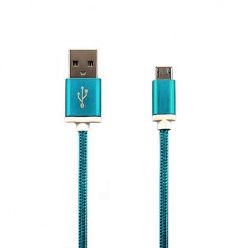 Kabel Micro-USB pleciony nylon 1m - Niebieski.