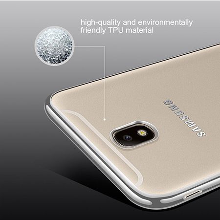 Samsung Galaxy J7 2017 - przezroczyste etui platynowane SLIM - Srebrny.