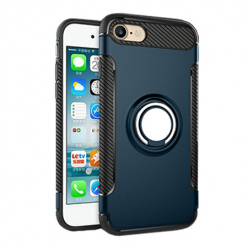 Etui na iPhone 7 - Pancerne Magnet Ring - Niebieski stalowy.