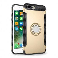 Etui na iPhone 7 Plus - Pancerne Magnet Ring - Złoty.
