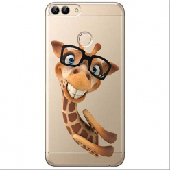 Etui na Huawei P Smart - Wesoła żyrafa w okularach.