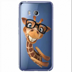 Etui na HTC U11 - Wesoła żyrafa w okularach.