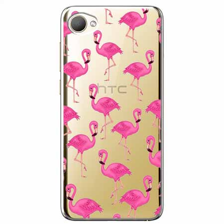 Etui na HTC Desire 12 - Różowe flamingi.