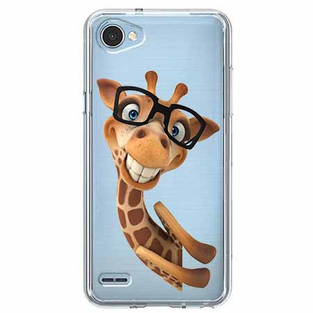 Etui na LG Q6 - Wesoła żyrafa w okularach.