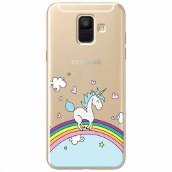 Etui na Samsung Galaxy A6 2018 - Jednorożec na tęczy.