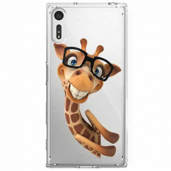 Etui na Sony Xperia XZ - Wesoła żyrafa w okularach.