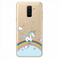 Etui na Samsung Galaxy A6 Plus 2018 - Jednorożec na tęczy.