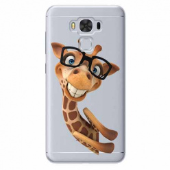 Etui na Zenfone 3 Max - Wesoła żyrafa w okularach.