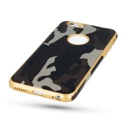 Etui na iPhone SE 2016 silikonowe TPU Army moro - Brązowy.