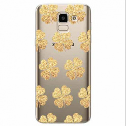 Etui na Samsung Galaxy J6 2018 - Złote koniczynki.