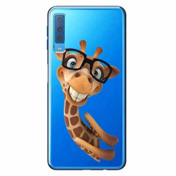 Etui na Samsung Galaxy A7 2018 - Wesoła żyrafa w okularach.
