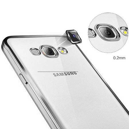Galaxy J5 2016r przezroczyste silikonowe etui platynowane SLIM - srebrny.