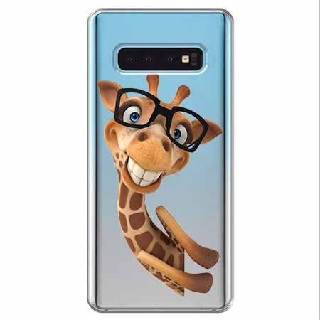 Etui na Samsung Galaxy S10 - Wesoła żyrafa w okularach.
