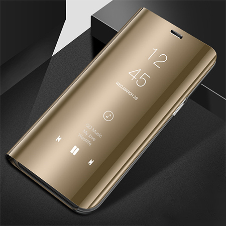 Etui na Samsung Galaxy S10 - Flip Clear View z klapką - Złoty.