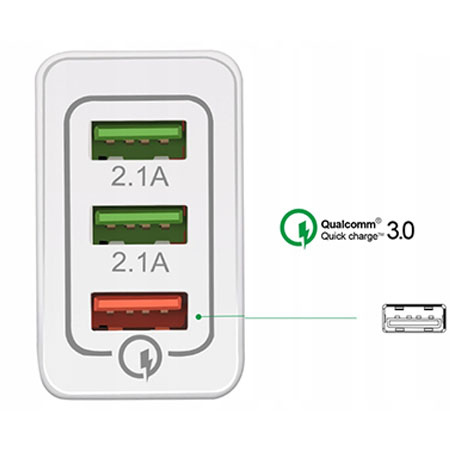 Szybka Ładowarka sieciowa Quick Charge 3.0 - Biała zasilacz do ładowania iphona i androida