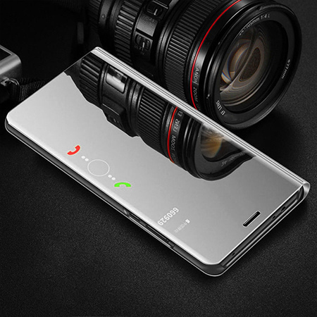 Etui na Huawei P30 Lite - Flip Clear View z klapką - Srebrny.