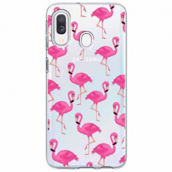 Etui na Samsung Galaxy A40 - Różowe flamingi.